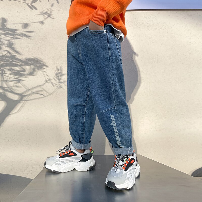DIIMUU-pantalones vaqueros para niños de 5 a 11 años, ropa para niños, pantalones largos sólidos, otoño: 5 años