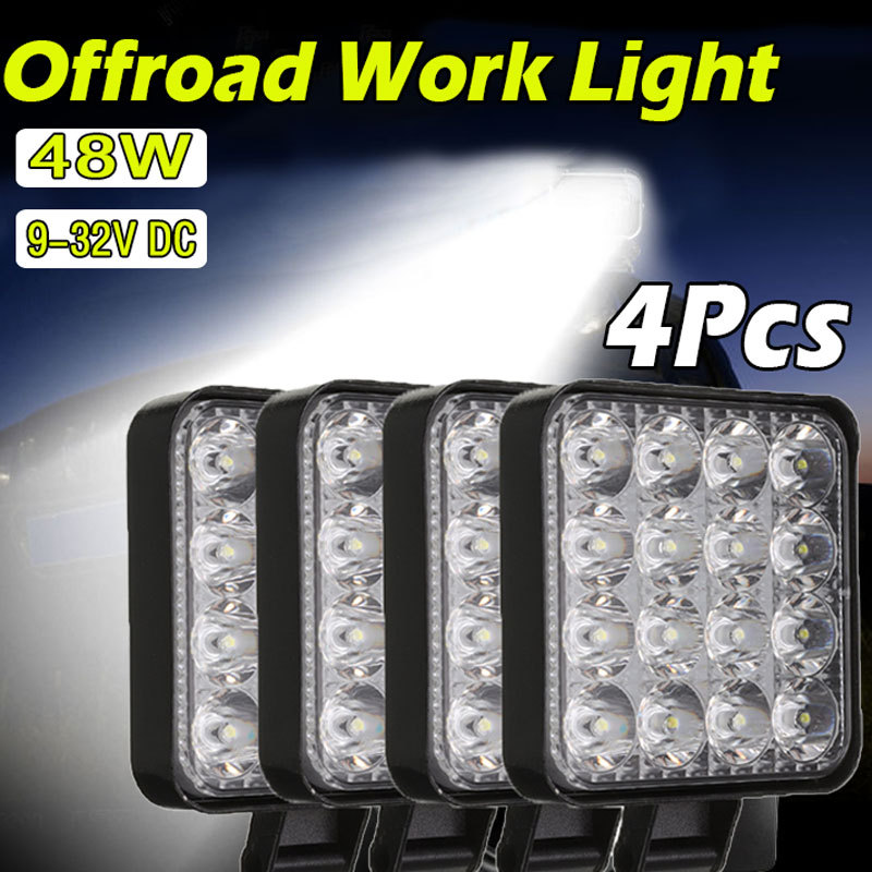 4 kpl 12v 24v 48w auton offroad työvalo led bar työvalo flood maastoauto off-road 4 x 4 led maastoauto maastotraktorin ajovalo kohdevalo
