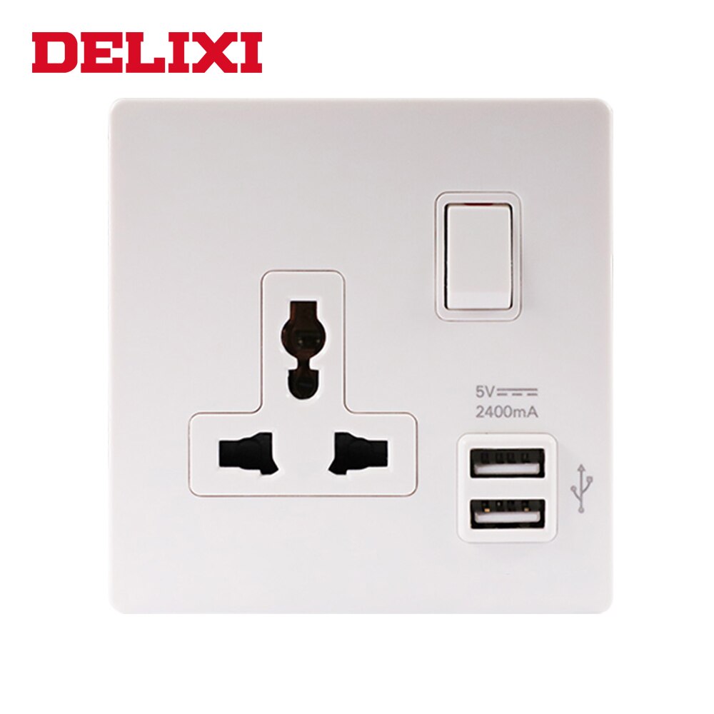 Dual Power Socket 9000 With USB Outlet UK Wall Socket 13A Wall Electric Socket UK Standard Dual USB Port Socket: 1G MF Socket 2USB