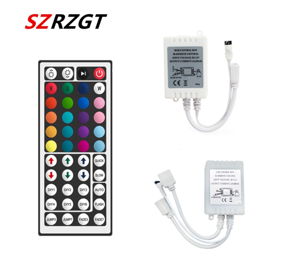 Controlador Led con 44 teclas, caja de control RGB IR de 1 a 2, atenuador remoto IR DC12V para tira de luces LED RGB 3528 5050