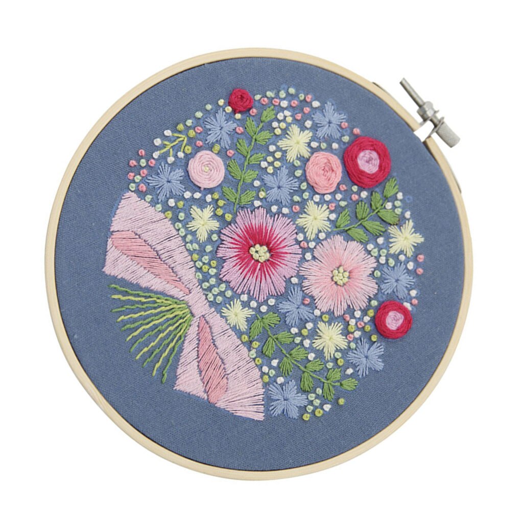 Full Range Embroidery Starter Kits Kissbuty Printed Embroidery Kits Embroidery Cloth Bamboo Embroidery Hooks Thread Needle Kits