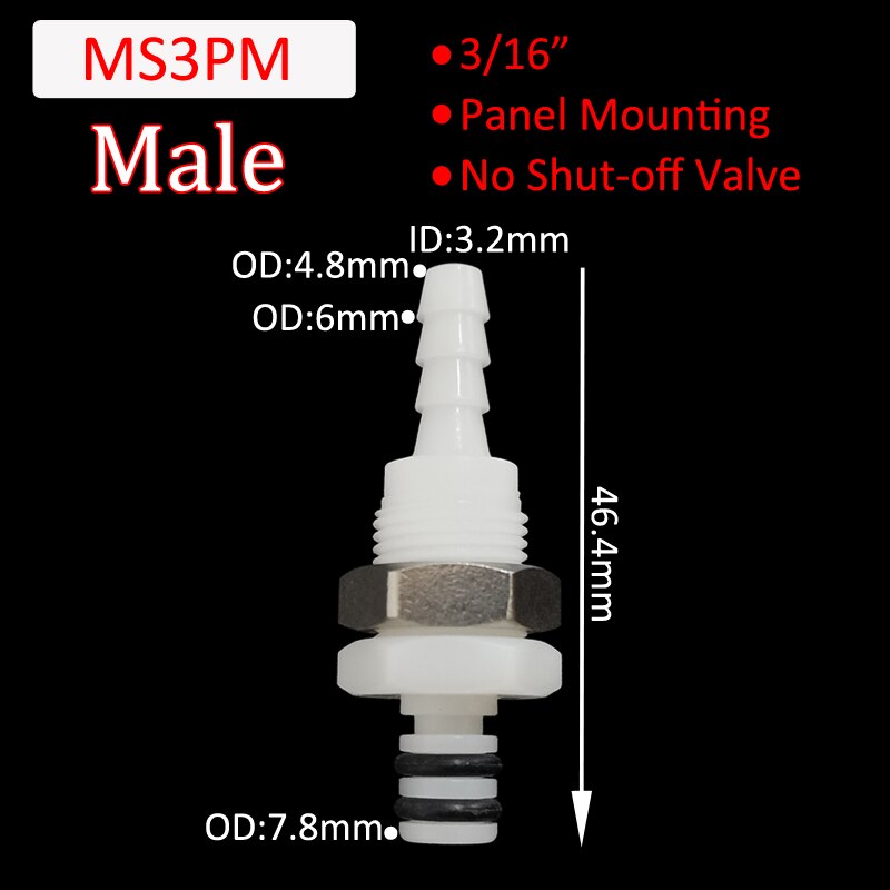 3/16 1/4 Hose Barb Valved quick Coupler disconnect fitting Coupling Male Female Quick Shut-Off Hose Joint Tube Connector: black