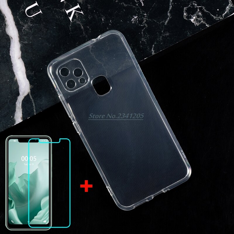 360 volle Schutz fallen Abdeckung Für Oukitel C22 Weichen Schwarz TPU fallen transparent Telefon fallen Silizium für Oukitel C22 Gehärtetem glas: klar Fall und Glas