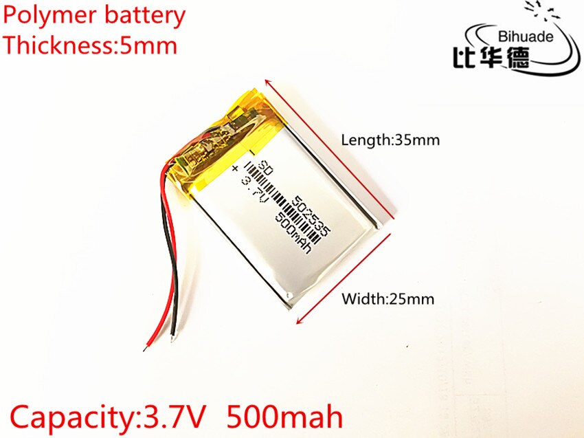 3.7V lithium polymer battery 052535 502535 MP4 MP5 DIY / toys 500MAH