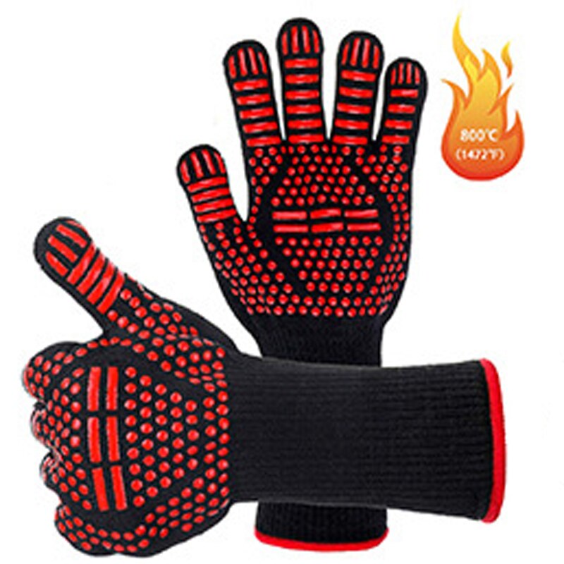 Haleychan 1472f varmebestandige grillhandsker mikrobølgehandsker dobbeltsidet silikone bomuldsmateriale anti-cut finger sælges  by 1 par: 04