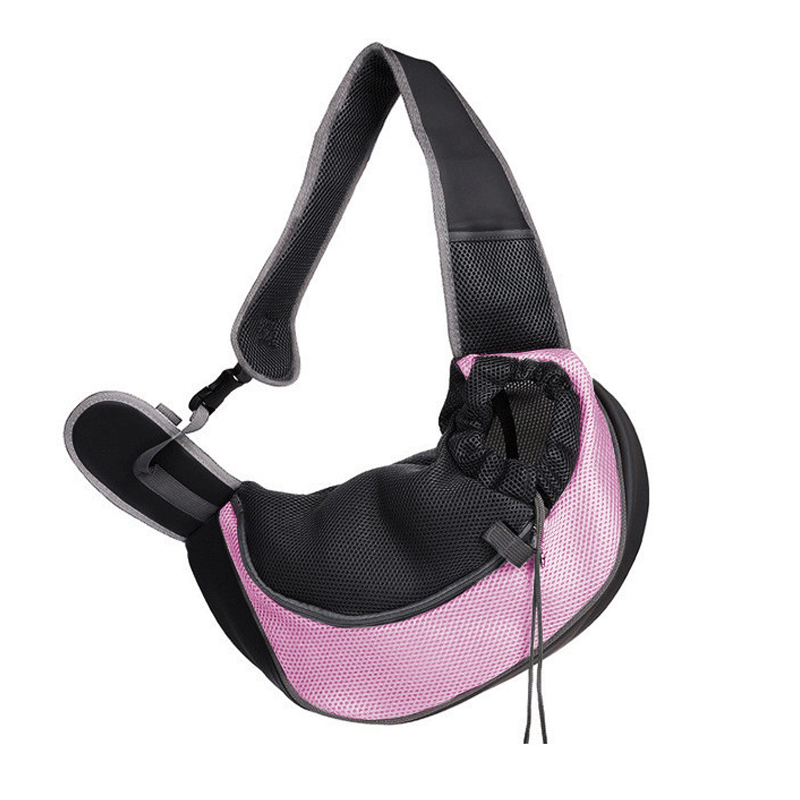 Reflektierende, atmungsaktive Netz-Haustiertasche, tragbare Umhängetasche für Katzen und Welpen, für Reisen, sicher und bequem für ausgehende Haustiere: S / Rosa