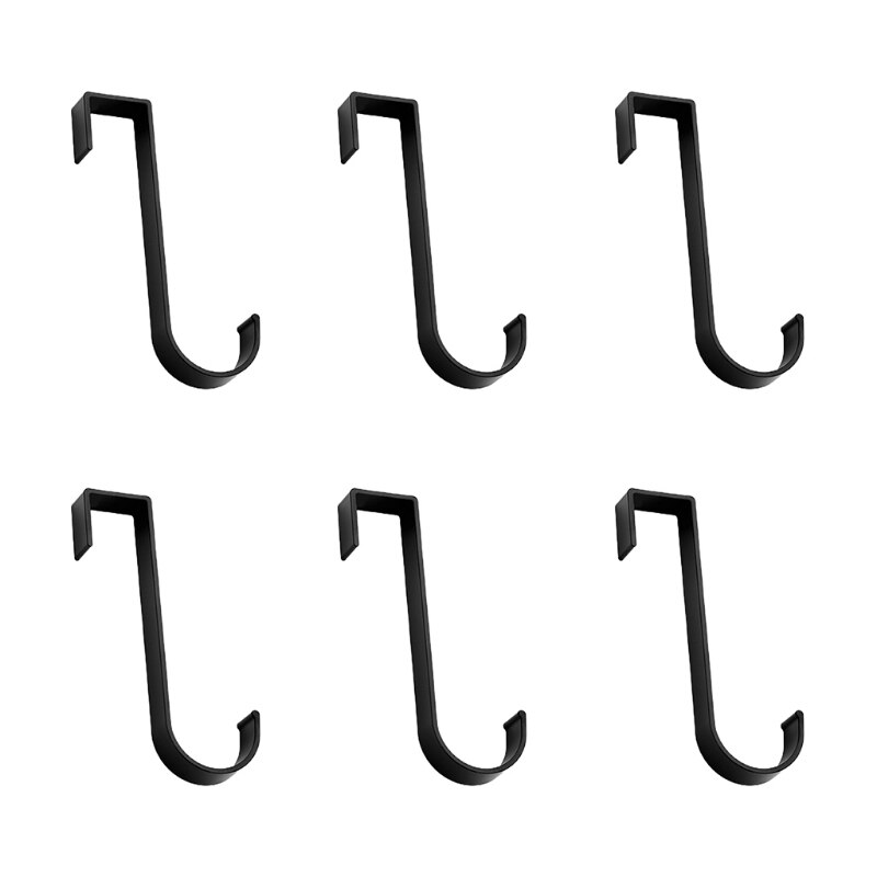 6 Pcs Ruimte Aluminium Douche Deur Haken Kast Haken Handdoek Hanger Sterke Kanteldeur Haken Voor Badkamer Keuken Nail-gratis: Black U shape