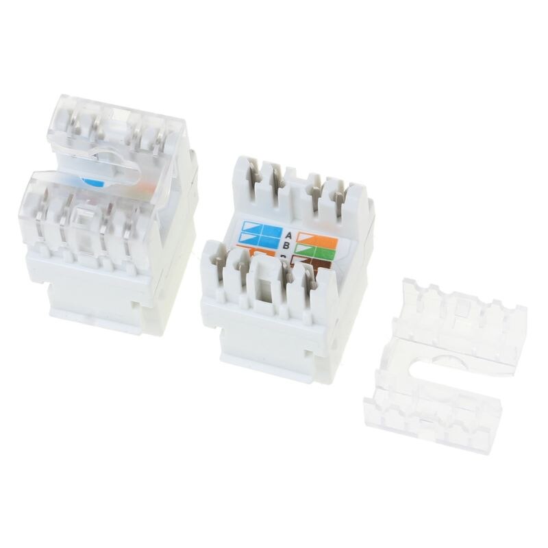 2Pcs UTP CAT6A Network Module Information Socket RJ45 Keystone Connector Cable Adapter Keystone Jack