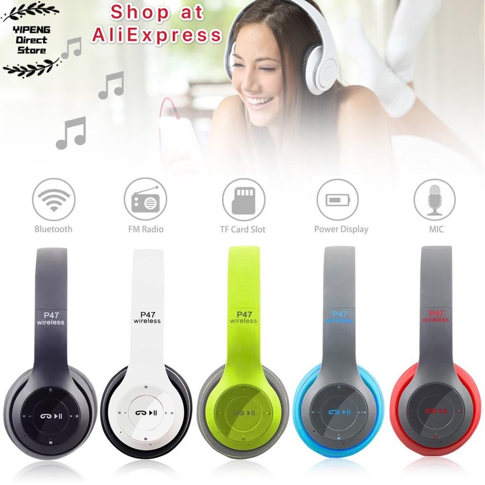 P47 langattomat kuulokkeet hifi stereo taitettava bluetooth-kuuloke mikrofonilla tuella sd-kortti  ps4 älypuhelimen tablet-kannettavalle