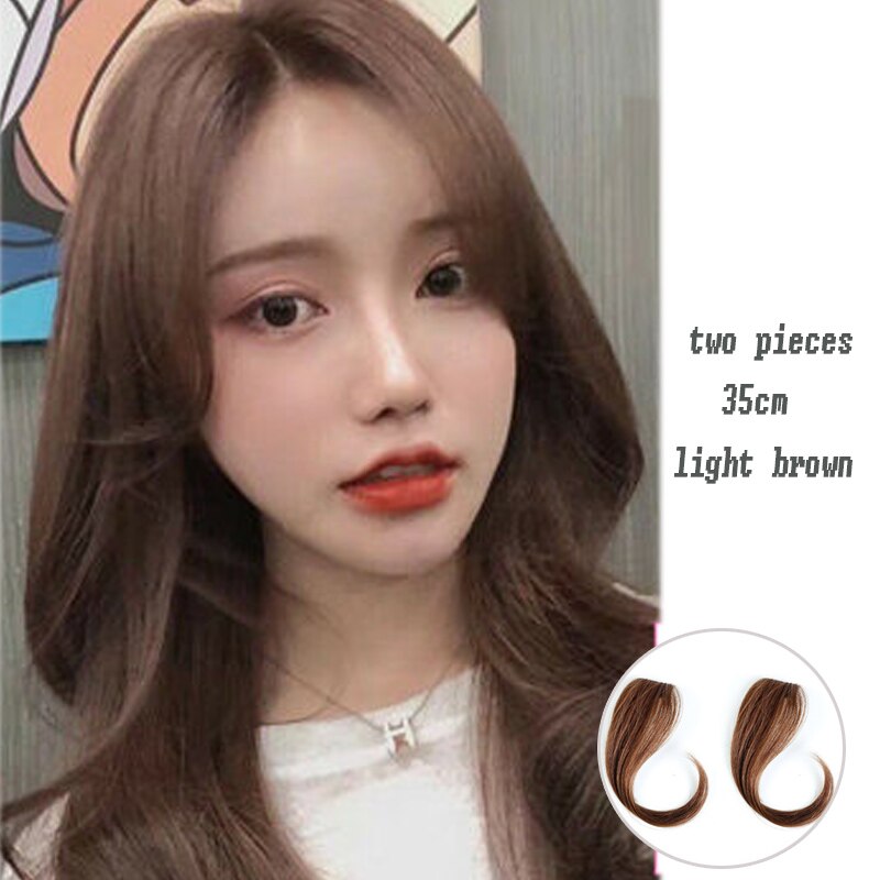 synthetic Bangs clip on Front Hair Side Fringe Hair Synthetic Hair Bangs Hairpiece Long Bangs Extensions for Women 25-35cm: 35-2-30-2