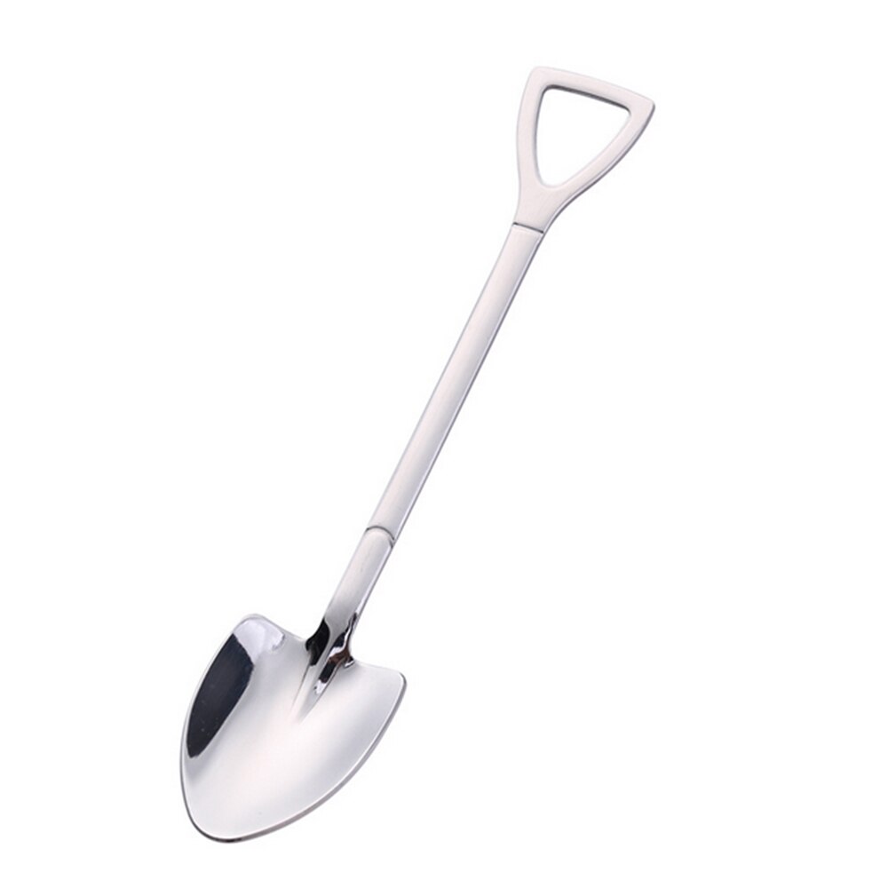 Coffee Spoon Ice Cream Spoon Tableware Stainless Steel Decoration Kitchen Bar Supplies Retro Shovel Tea Spoon: silver A2
