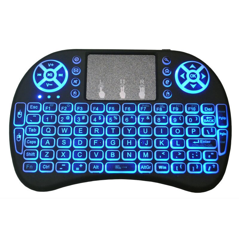 Yitukeji I8 Mini Wireless Keyboard Backlit English Russian French Spanish 2.4GHz Air Mouse Remote Touchpad for Android TV Box PC