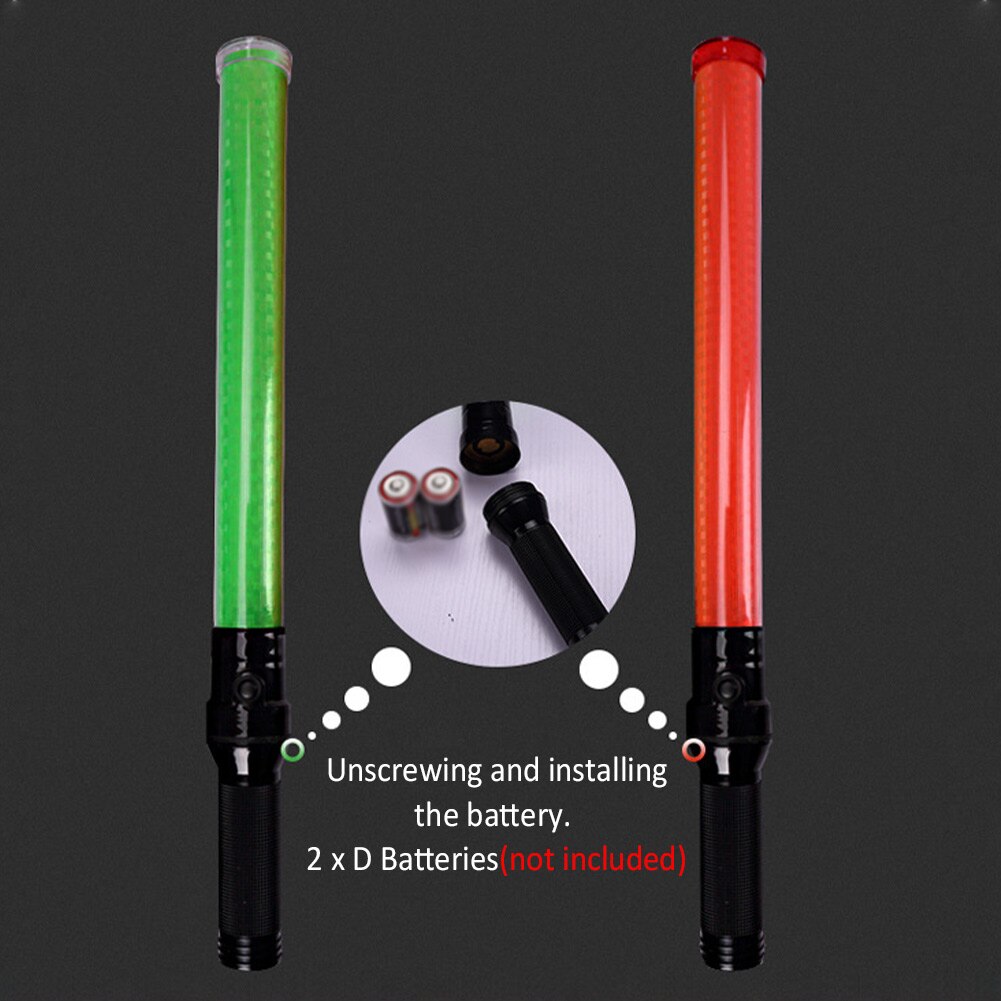 2pcs 21inch Signal LED Traffic Baton Multifunctional 2 Flashing Modes Wand Safty Indicator PVC Battery Operated Anti Slip Handle