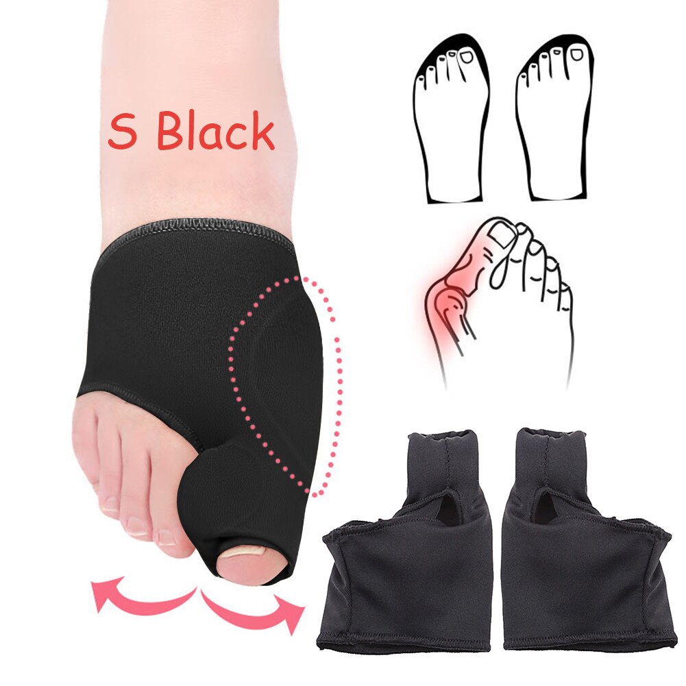 1 Paar Zachte Bunion Protector Toe Straightener Toe Separator Corrector Duim Voeten Zorg Richter Hallux Valgus: S Black