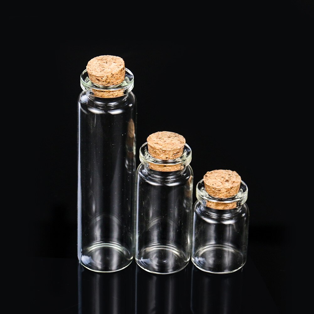 1 st 5/10/20ml önskande flaskglas meddelande flaskor burkar med lock drivande flaska korkpropp mini transparent glasflaska