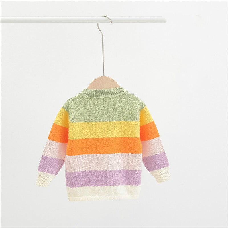 Enfant en bas âge bébé filles Cardigan pull arc-en-ciel rayé automne enfants enfants vêtements décontracté és 3-8 ans