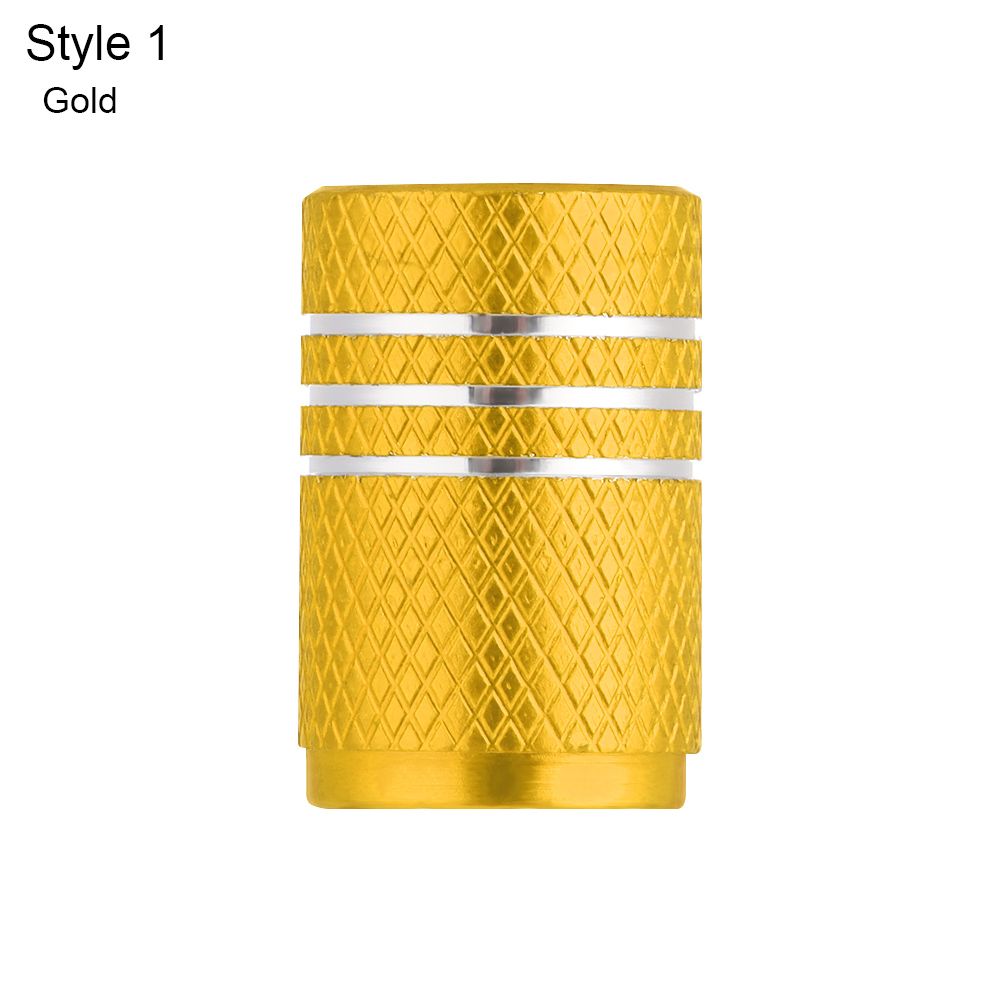 5PCS Bike Valve Caps Aluminum Alloy Schrader Valve Caps Motorcycles Trucks Cars Bikes Tire Valve Stem Covers Bicycle Accessories: Gold-Style 1