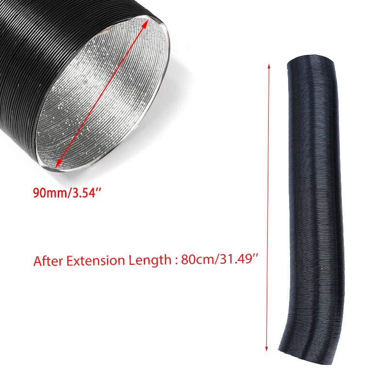 25/42/60/76/90mm Air Intake Outlet Exhaust Stretch Corrugated Hose Pipe Flexible Combustion For Webasto Eberspacher Auto Heater: 80cmx9cm(LxID)