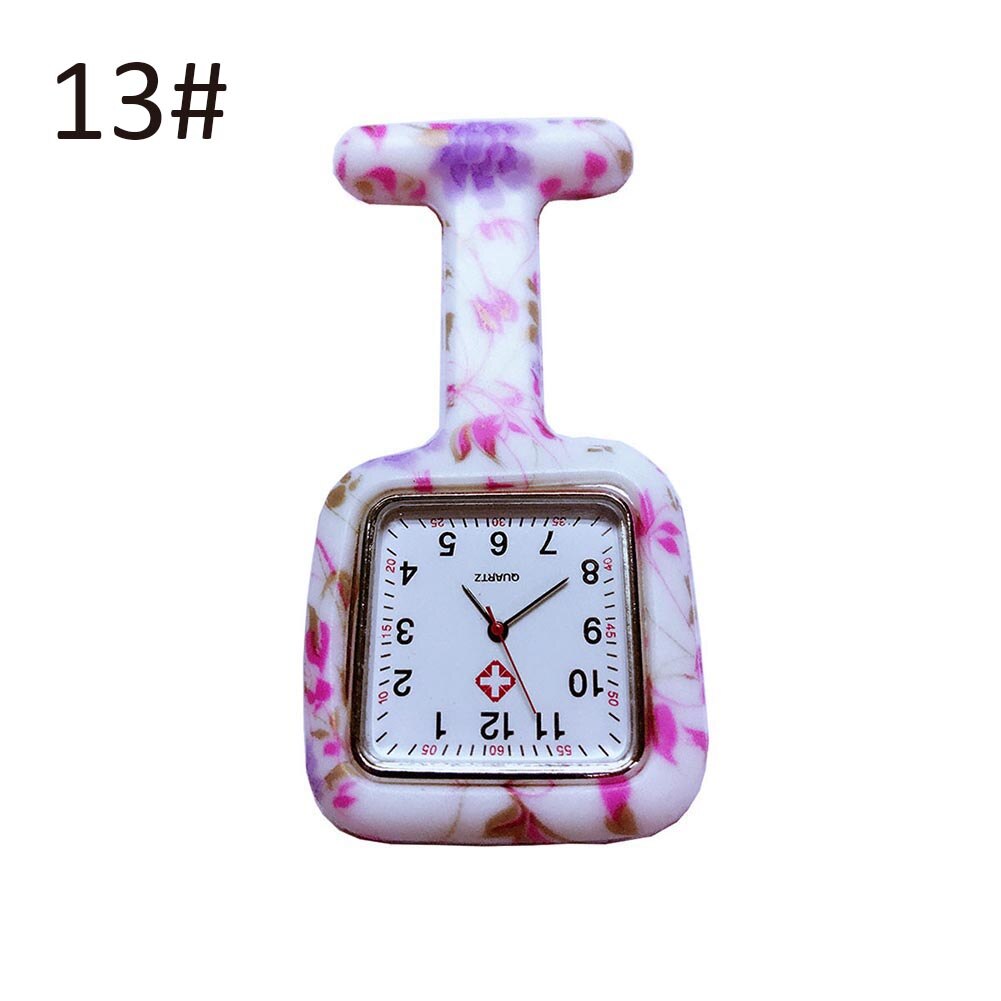 Relojes esfera cuadrada de silicona para enfermera, reloj de enfermera, broche para Doctor, relojes colgantes TT @ 88: Blanco