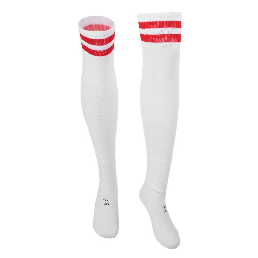 12 Pair Striped Football Socks Soccer Hockey Sports Sock Mens Womens: White red stripes