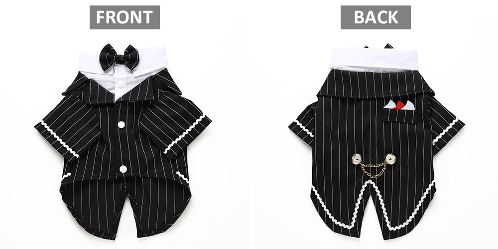 Gentleman kæledyr tøj hundedragt stribet smoking sløjfe bryllup festkjole til hunde halloween jule outfit kat sjovt kostume: D / M