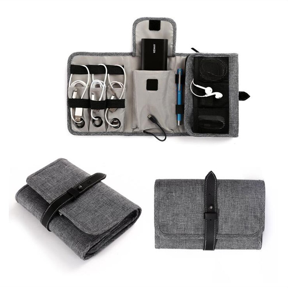 Reisorganizer tas, elektronische accessoires kabel oprolbaar opbergvak draagbare apparatuur draagtas voor oplaadsnoeren sd-kaarten