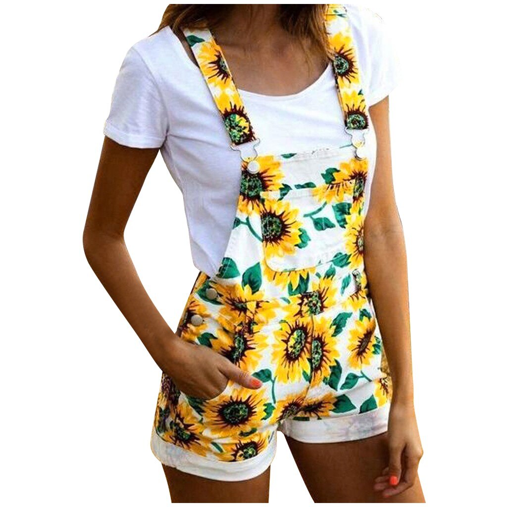 Mono sin mangas con estampado de girasol para hombre y mujer, traje de Pijama corto de gran tamaño con bolsillo, mono de una pieza, 30h,: S
