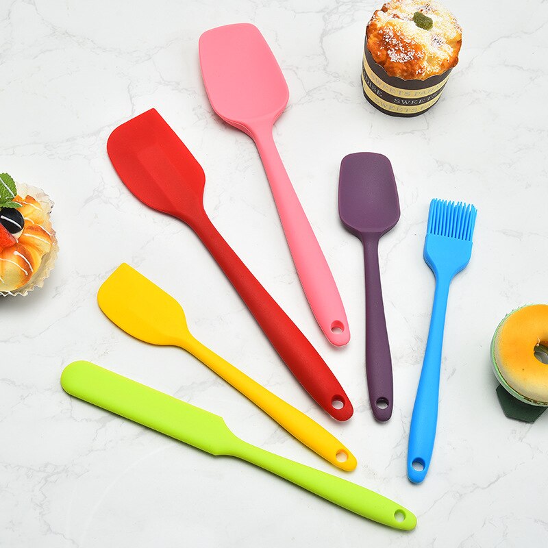 Baking Silicone Scraper Set Kitchen Utensils Color Silicone Cake Spatula Oil Sweeper Baking Tool 6pcs