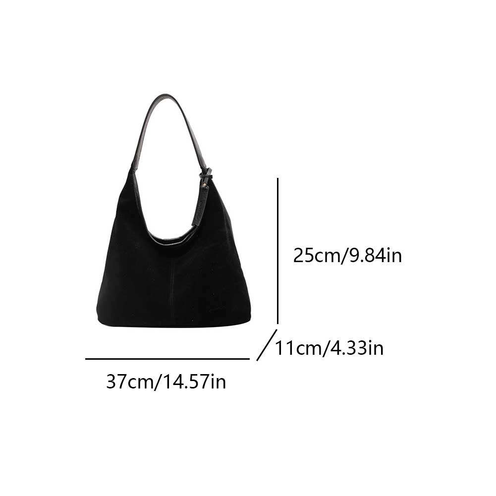 Dames suède schoudertas met magnetische sluiting, grote capaciteit, retro handtas voor werk en reizen