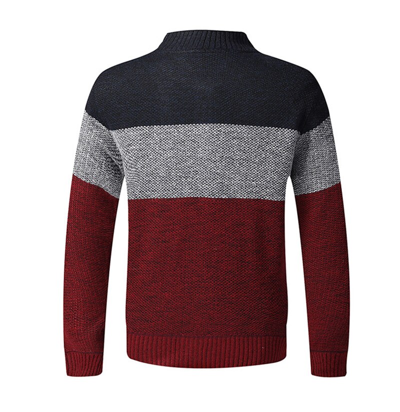 hiver hommes Patchwork chandails épais Cardigan cachemire manteaux automne décontracté col montant tricoté pull avec fermeture à glissière veste