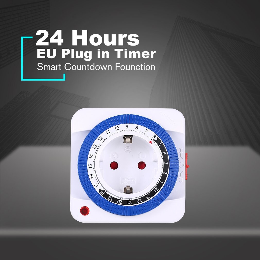 24 Hours Plug In Mechanical Grounded Programmable Timer Switch Smart Countdown Switch Socket Indoor Auto Power Off 230V