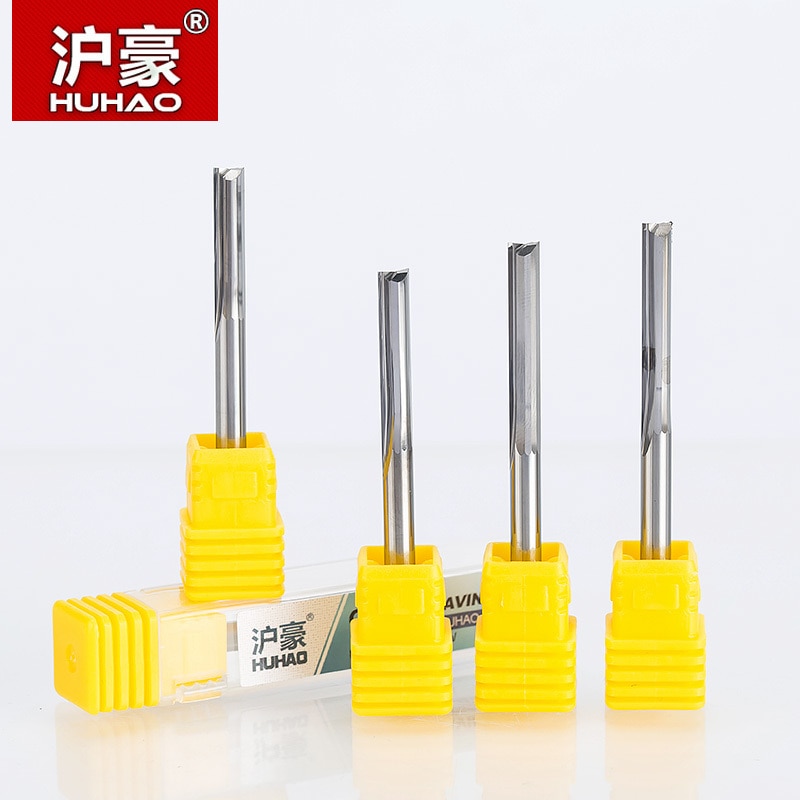 Huhao 1 Pc 4 Mm Twee Fluiten Straight Router Bits Voor Hout Cnc Rechte Graveerfrezen Carbide Endmills Cutting Frezen gereedschap