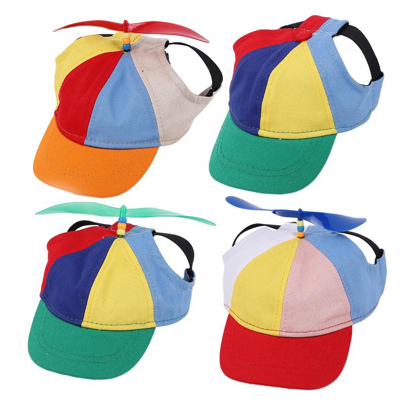 Cappello a elica per cani cappelli per sport tutto'aria aperta per animali domestici con fori per le orecchie cappello per cani cappello a cilindro per elicottero arcobaleno per piccoli cuccioli di gatti forniture per animali domestici