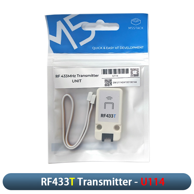 M5 -stak  rf433t/ r trådløs rf-sender og -modtager med arbejdsfrekvens på 433.92 mhz til iot rf-fjernbetjeningsautomatiseringsapplikation: Hvid