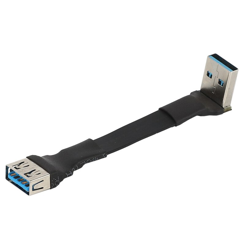 USB 3.0 Cable Flat USB Extension Cable Male to Female Data Cable Right Angle 90 Degree USB3.0 Extender Cord: Style 2