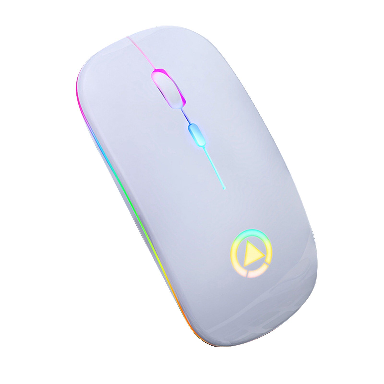 Mouse Mouse ottico Wireless da 2.4GHz Mouse da gioco RGB ricaricabile da 1600DPI USB per PC Mouse per Computer portatile Mouse a basso rumore: WHITE