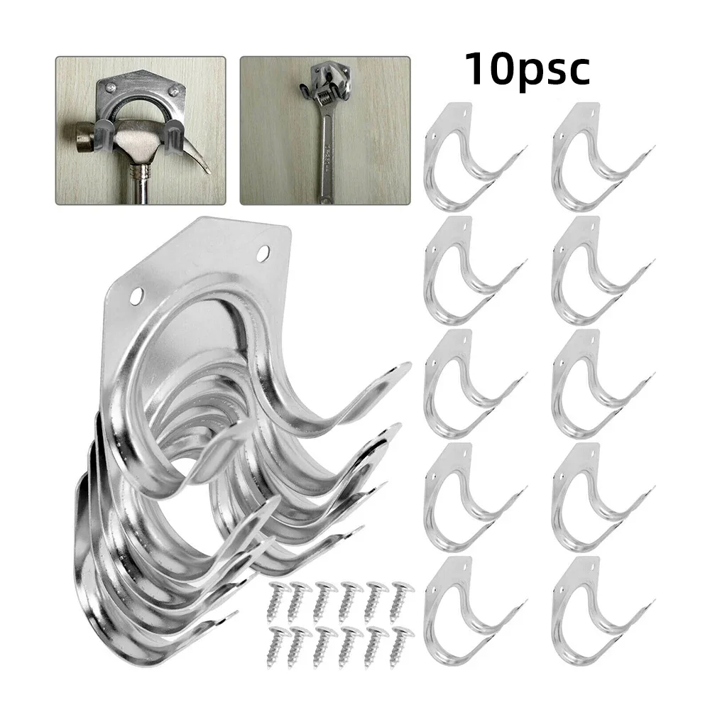 5/10 stks Hanger Sets Gereedschap Opslag Haken Muurbevestiging Metalen Dubbele Haken Garage Schuur Opknoping Organisator Tuinbeugel