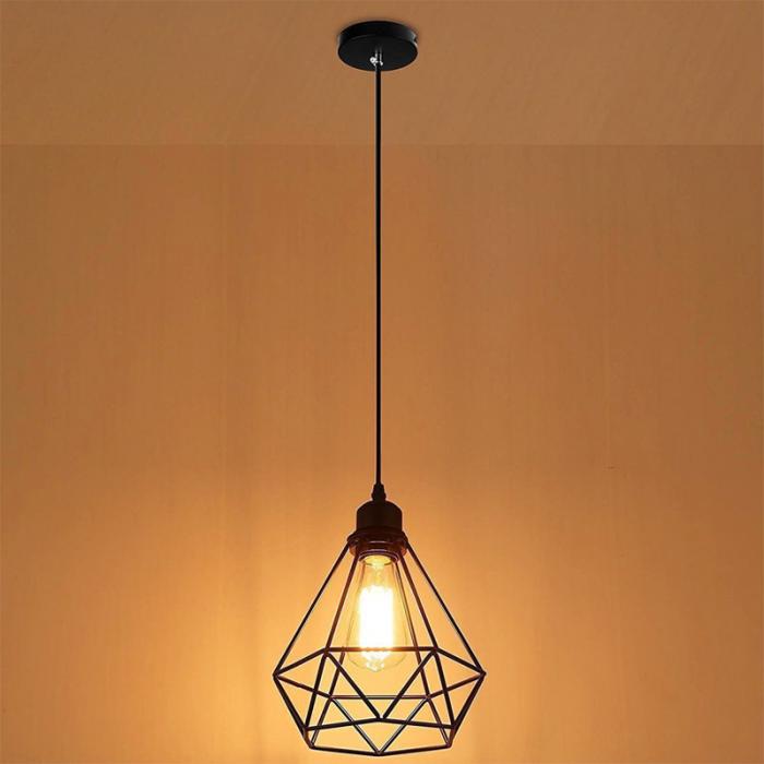 Metal Wire Cage Shaped Hanging Pendant Light Shade Steam Punk Industrial Decor Chandelier Lamp Cover Shade Without Bulb