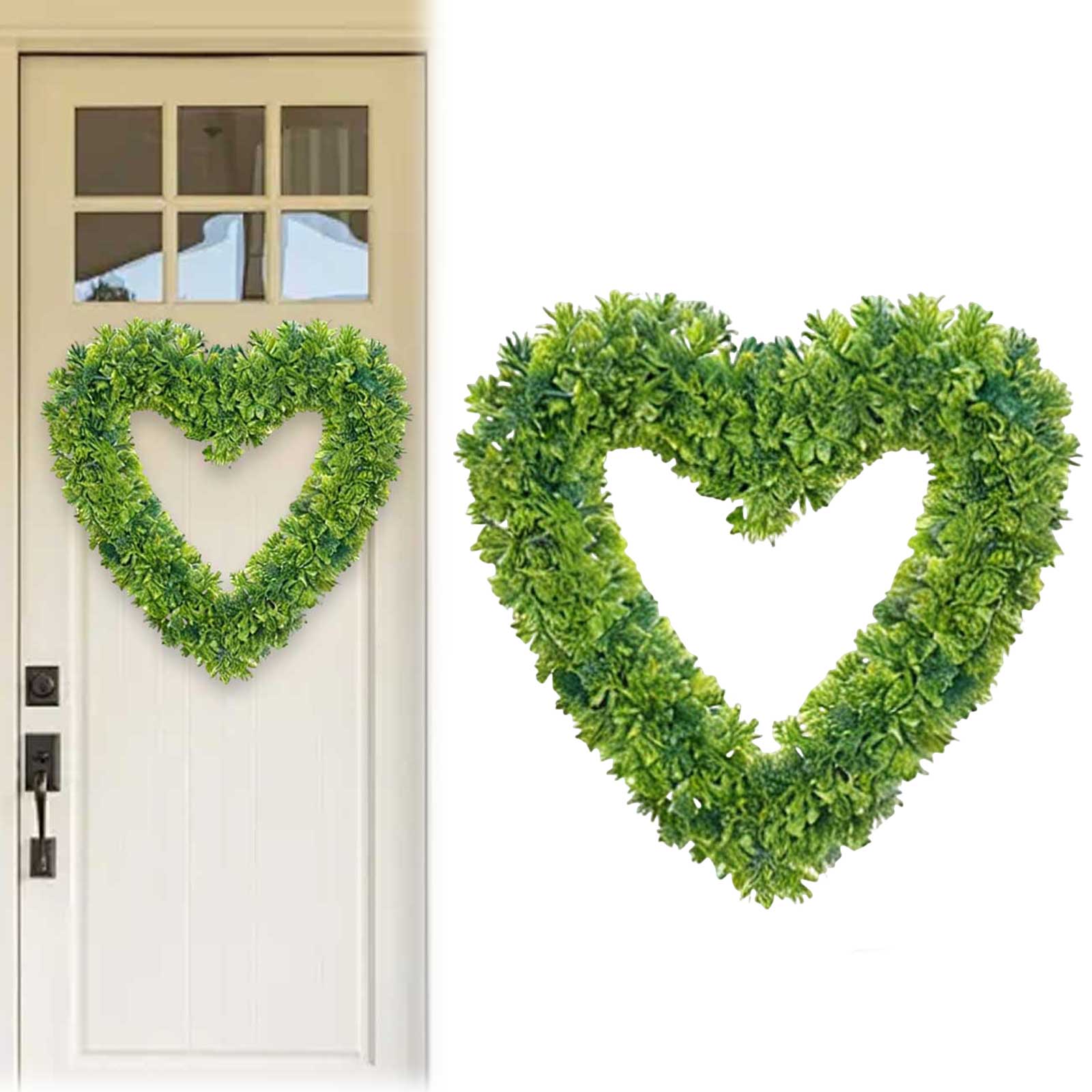 Herz-Liebesgirlande Wandbehang Schild Künstliches Grün Gartendekoration für Haus Zauberstab Fenster Landhaus Hängedekoration