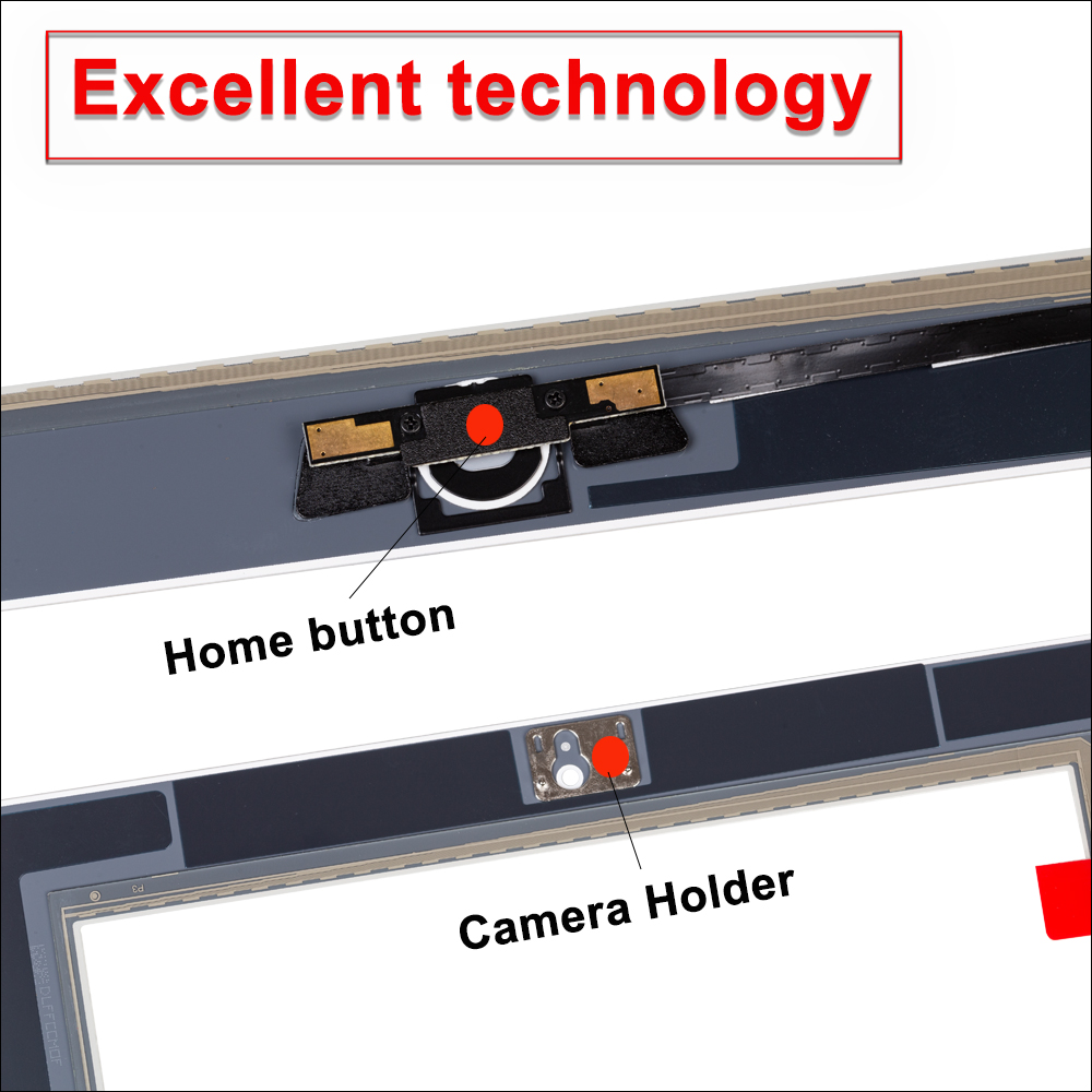 Touch Screen For iPad 4 A1458 A1459 A1460 Digitizer Panel With Home button and camera holder+ Middle Frame+Tools+Tempered Glass