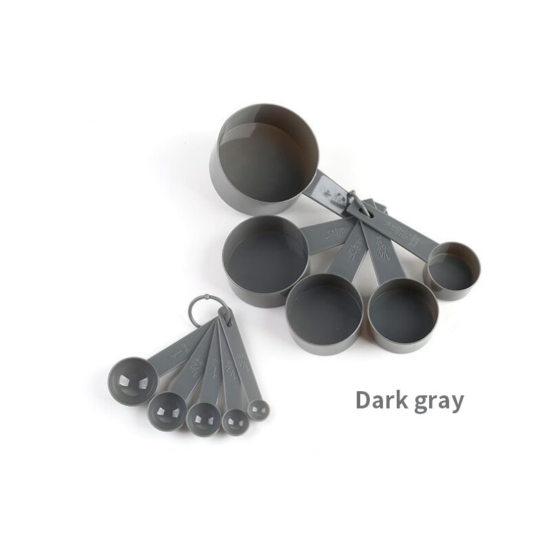 Meer Kleur 10 Stks/set Maatlepels Kleurrijke Plastic Maatregel Lepel/Cup Keuken Super Nuttig Suiker Taart Bakken Gereedschap Lepel-S: dark gray