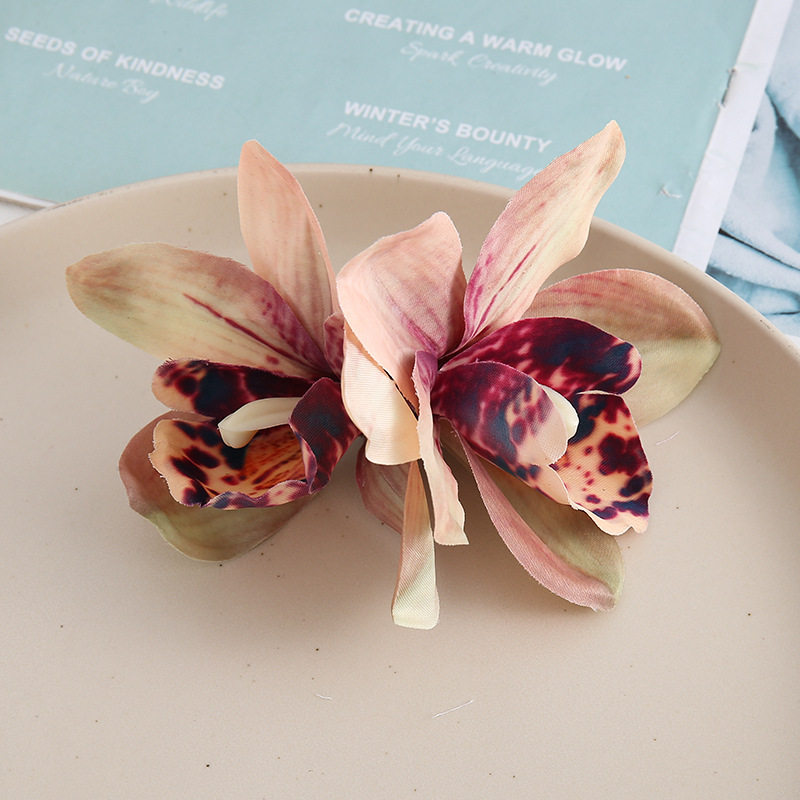 Free Women Summer Bohemia Beach Thai Lily Orchid Flower Hair Clip Bridal Wedding Headwear Ornaments Accessories: Coffee