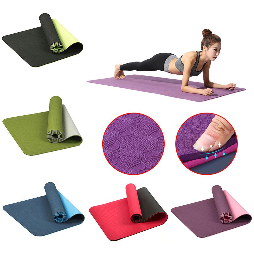 6Mm Dikke Tpe Twee-Kleur Yoga Mat Sport Mat Milieuvriendelijke Smaakloos Antislip Fitness Outdoor mat