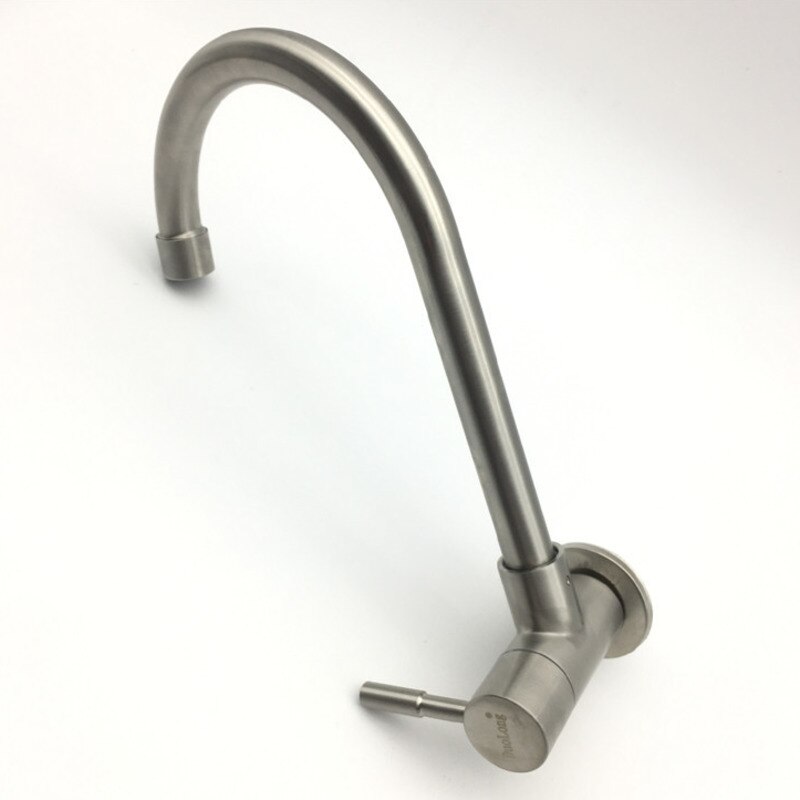 G1/2 &quot;rubinetto da cucina a parete acciaio inossidabile singolo acqua fredda 360 gradi orizzontale lavello da cucina rubinetto acqua rotante: Default Title