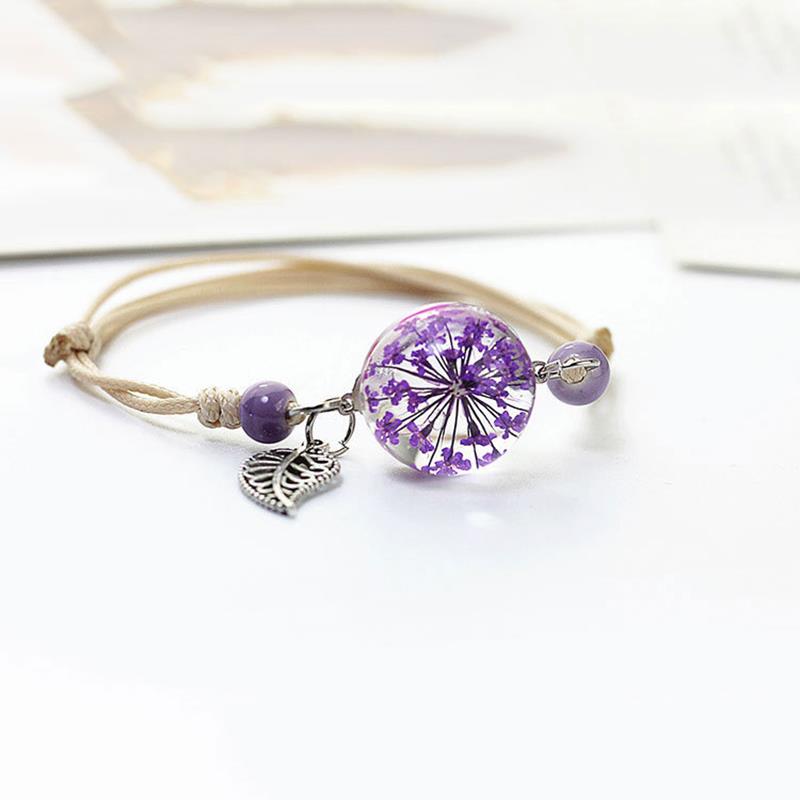 1pc Gypsophila Decor Bracelet Adjustable Simple Dried Flower Bracelet Charm Bracelet Jewelry Accessories
