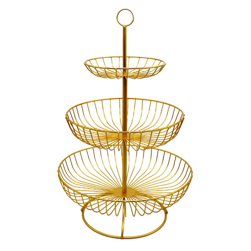 Fruit Bowls voor de teller goud, 3-laags fruitmand grote fruitstandhouder serveerschaal voor keuken, afneembare brood groente organizer opslag eettafel organizer, ook zwart/wit, goud