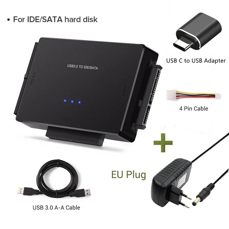 USB 3.0 zu SATA IDE Festplattenadapter Konverterkabel für 3,5 2,5 Zoll HDD/SSD CD DVD Rom CD-RW 3 in 1 IDE SATA Kabeladapter: Anderes
