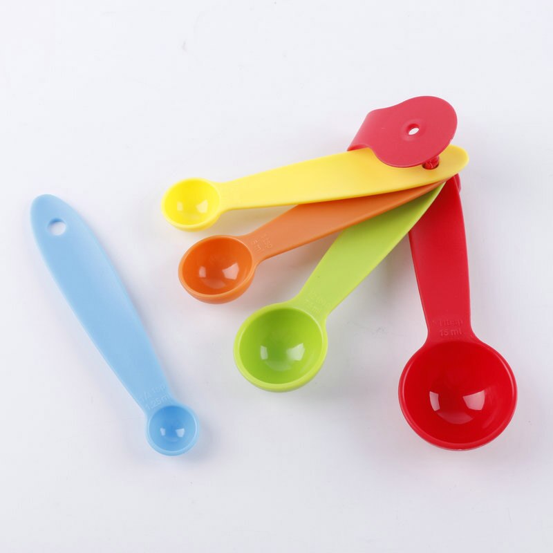 5Pcs/Set Lovely Colorful Plastic Measuring Cups Measure Spoon Kitchen Tool Kids Spoons Measuring Set Tools For Baking Coffee Tea