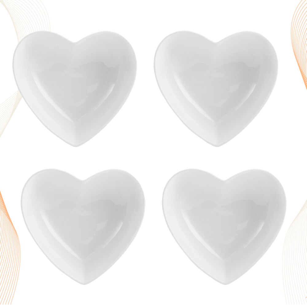 4 pièces assiette en céramique en forme de coeur plat d'assaisonnement assiette à collation