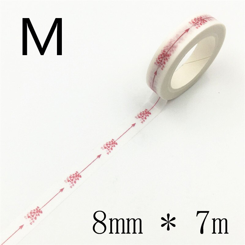 Autocollant amour et feuilles pour scrapbooking, étiquette scrapbooking, ruban de masquage décoratif, matériel en papier, Album Photo Escolar, Washi, Diy bricolage, 7m * 8mm: M